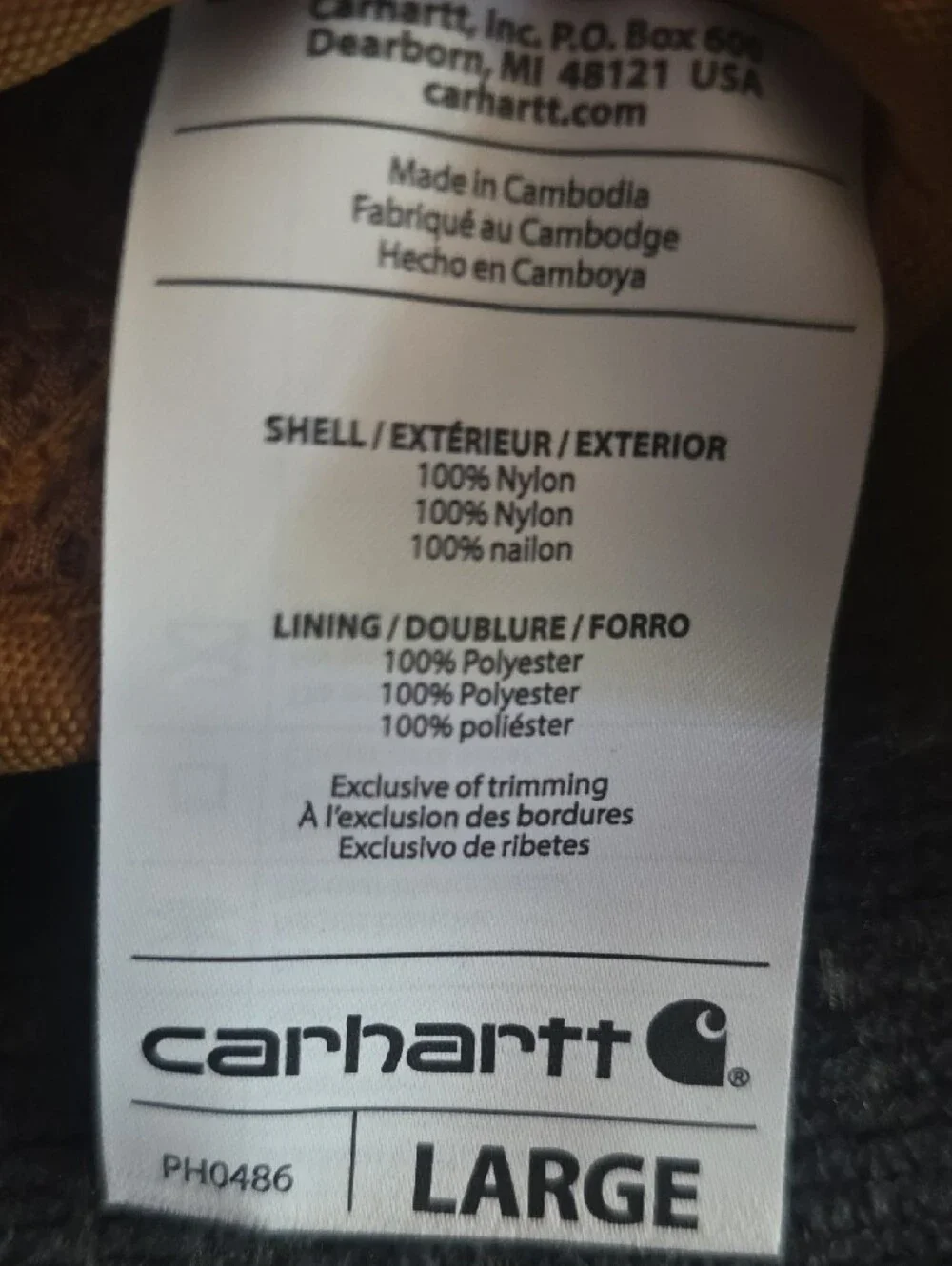 Carhartt Large Signature Brown Nylon No-Pull Dog Harness Nwt